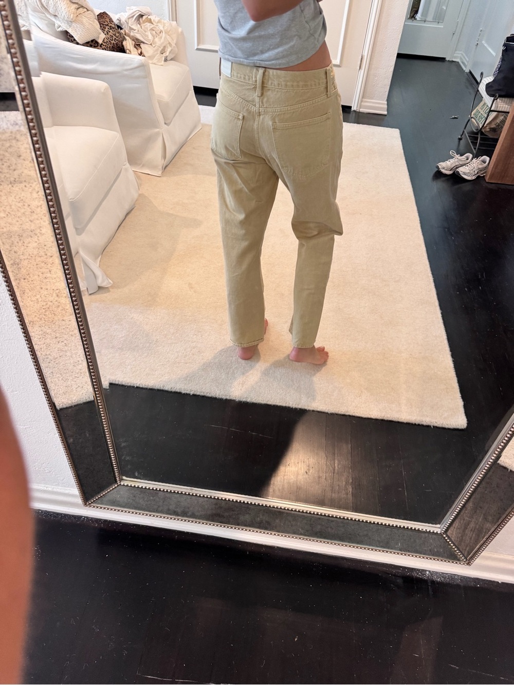 pistola Straight Leg Jeans in Light Olive - Picture 5 of 14